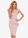 numoco Elegantna midi obleka z volančki - pudrasto rožnata Numoco