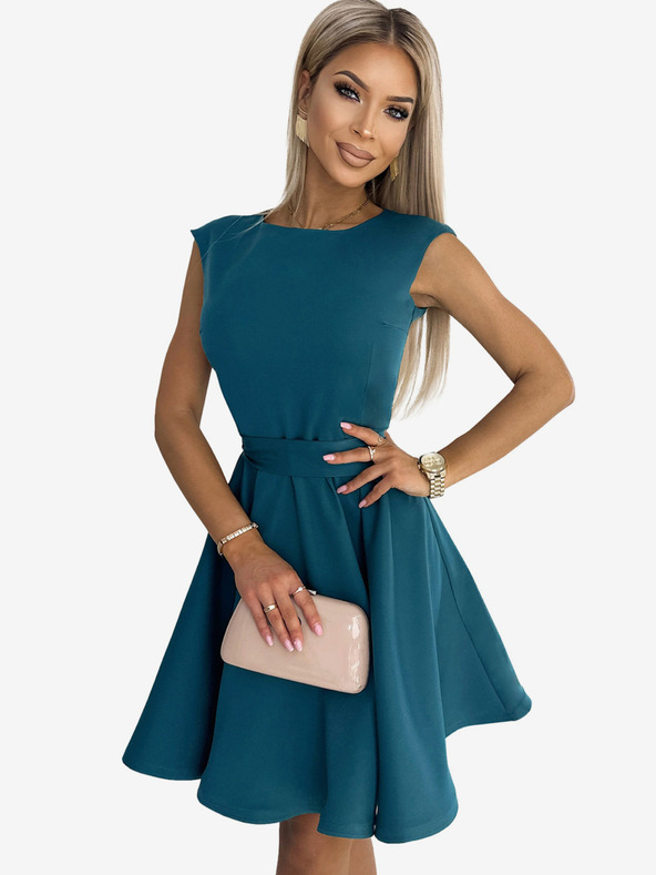 numoco Padajoča obleka z majhnimi rokavi - morska barva Numoco