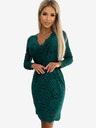 numoco Čipkasta obleka z dolgimi rokavi in izrezom - zelena Numoco