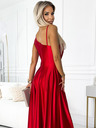 numoco Elegantna dolga satenova obleka na eno ramo - rdeča Numoco