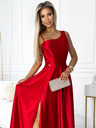numoco Elegantna dolga satenova obleka na eno ramo - rdeča Numoco