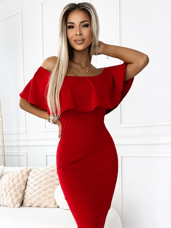 numoco Marbella - Púzdrové šaty so španielskeho chřipky - červené Numoco