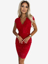 numoco Čipkasta obleka s kratkimi rokavi in srčastim izrezom - rdeča Numoco