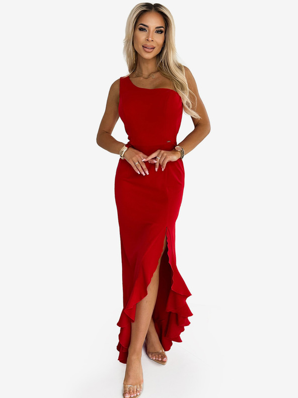 numoco Dolga obleka na eno ramo - rdeča Numoco