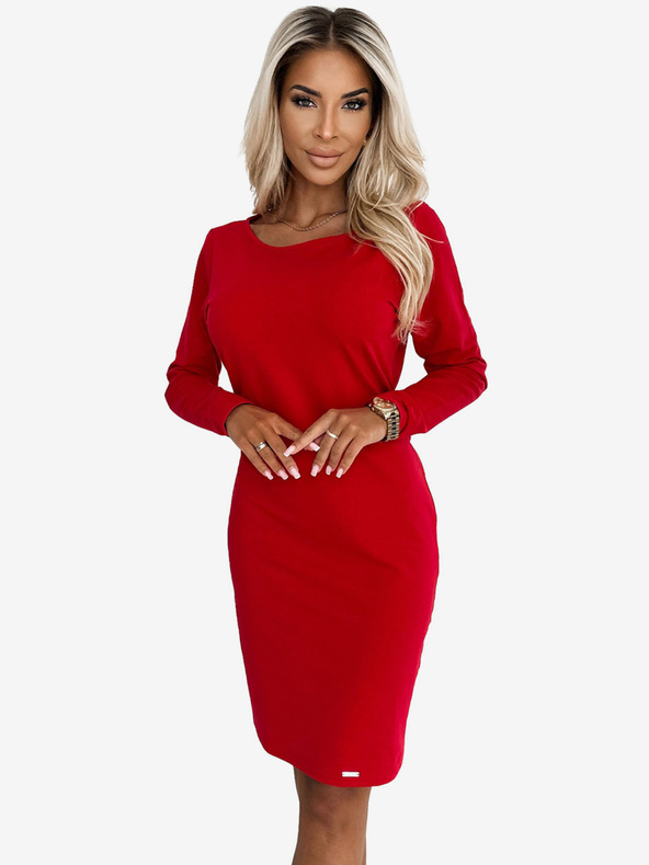 numoco Obleka s širokim pasom - rdeča Numoco