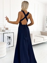 numoco Elegantna dolga obleka z vezalkami na več načinov - temno modra Numoco