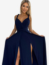 numoco Elegantna dolga obleka z vezalkami na več načinov - temno modra Numoco