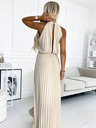 numoco Plisirana midi obleka s padajočim vratom - bež Numoco
