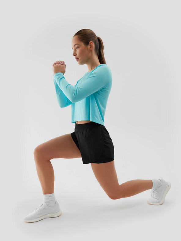 4F Ženska športna majica z dolgimi rokavi, ohlapna, hitro sušeča se 4F