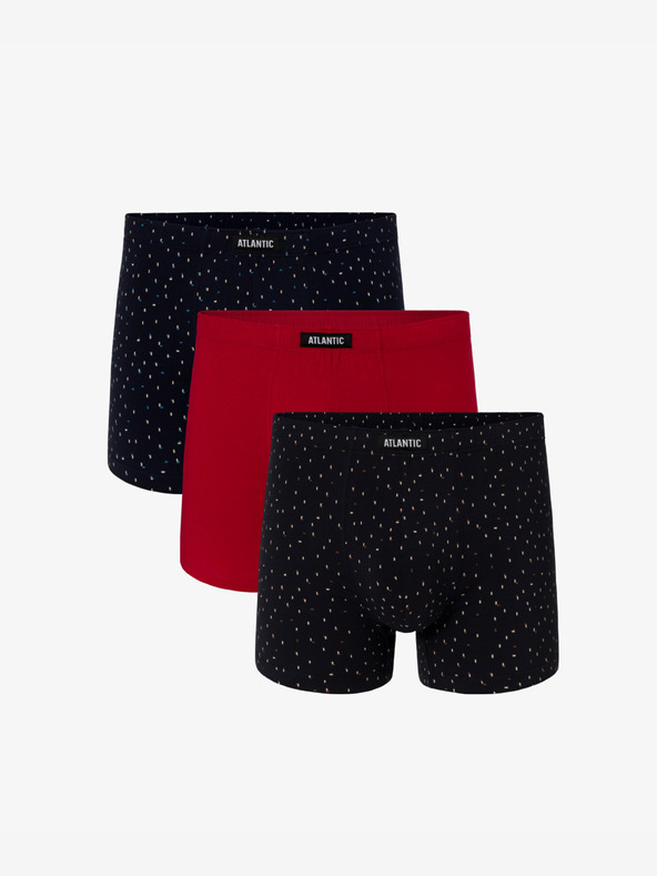 Atlantic 3-PACK Moške boksarske hlače ATLANTIC - temno modre, rdeče, temno modre