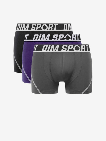 DIM Komplet treh športnih boksaric v sivi, modri in črni barvi DIM SPORT MICROFIBRE BOXER 3x