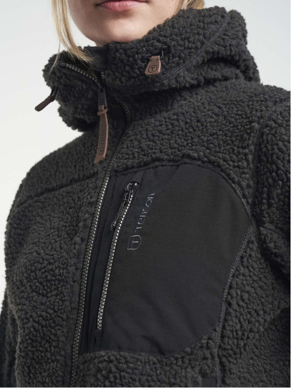 Tenson ženska jopa s kapuco iz flisa TENSON Himalaya Teddy Zip W črna