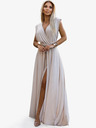numoco Elegantna dolga obleka z vezi na več načinov - bež z bleščicami Numoco