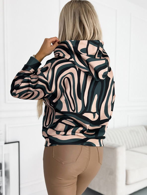 numoco Mikina s kengurujčkom - zelena in bež volna Numoco