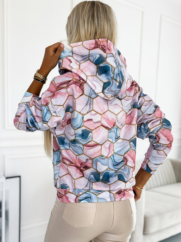 numoco Kengurujska jopa s kapuco - zlati šesterokotniki ter roza in modri marmor Numoco