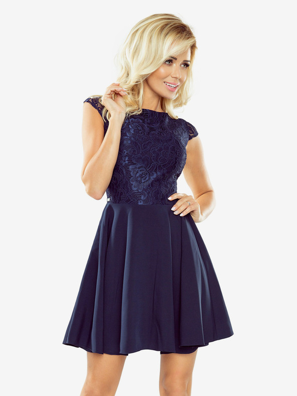 numoco Obleka s čipko - temno modra 157-1