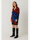 SKFK SKFK modro-oranžna ženska vzorčasta obleka s puloverjem