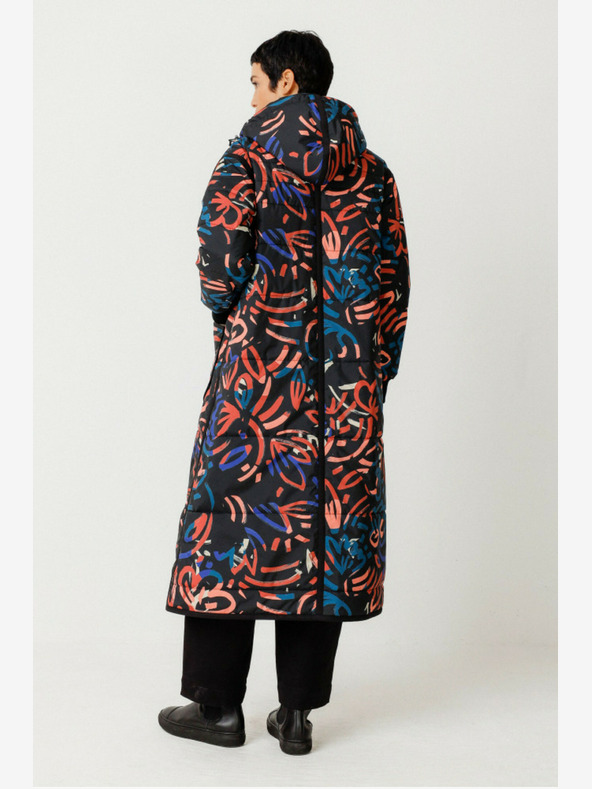 SKFK Modrooranžni ženski zimski vzorčasti plašč SKFK