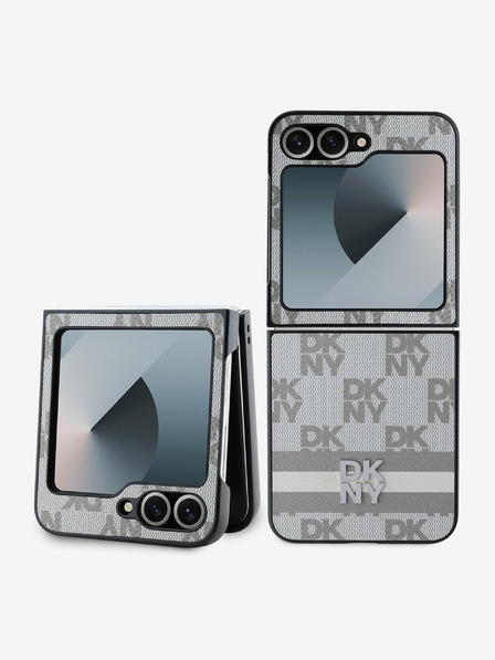 DKNY DKNY PU usnje s kvačkanim vzorcem in črto na hrbtni strani za Samsung Galaxy Z Flip 6 Beige