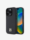 DKNY DKNY PU usnje Repeat Pattern Stack Logo MagSafe hrbtni ovitek za iPhone 16 Pro Black Black