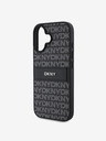 DKNY DKNY PU usnje s ponavljajočim se vzorcem s tonskim trakom hrbtni ovitek za iPhone 16 črn