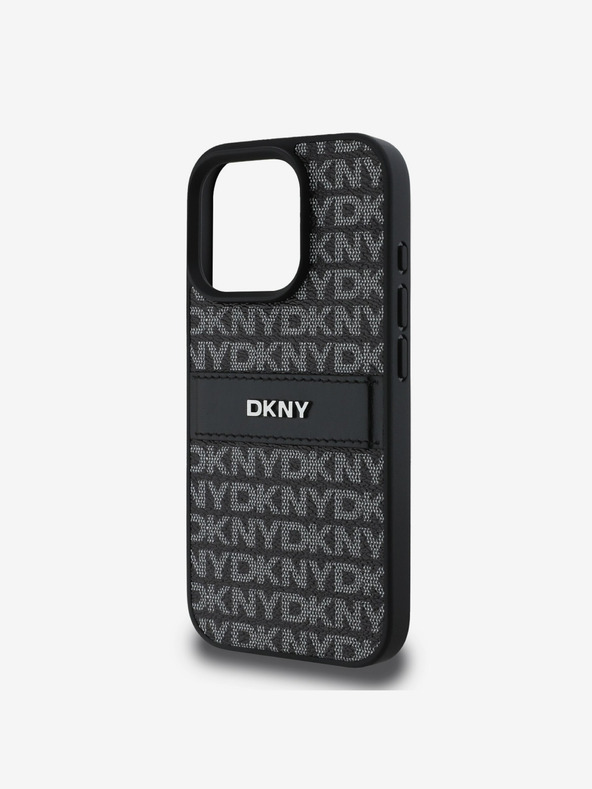 DKNY DKNY PU Leather Repeat Pattern Tonal Stripe Back Cover za iPhone 16 Pro Black Black