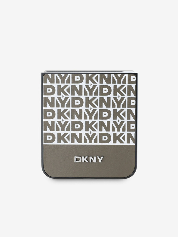 DKNY DKNY PU usnje s ponavljajočim se vzorcem in črto na dnu hrbtnega ovitka za Samsung Galaxy Z Flip 6 Brown (rjava)