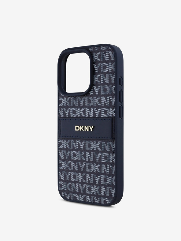 DKNY DKNY PU Leather Repeat Pattern Tonal Stripe Back Cover za iPhone 16 Pro Max Blue