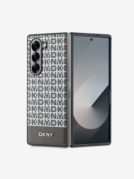 DKNY DKNY PU usnje s ponavljajočim se vzorcem in črto na dnu MagSafe hrbtni ovitek za Samsung Galaxy Z Flip 6 Brown
