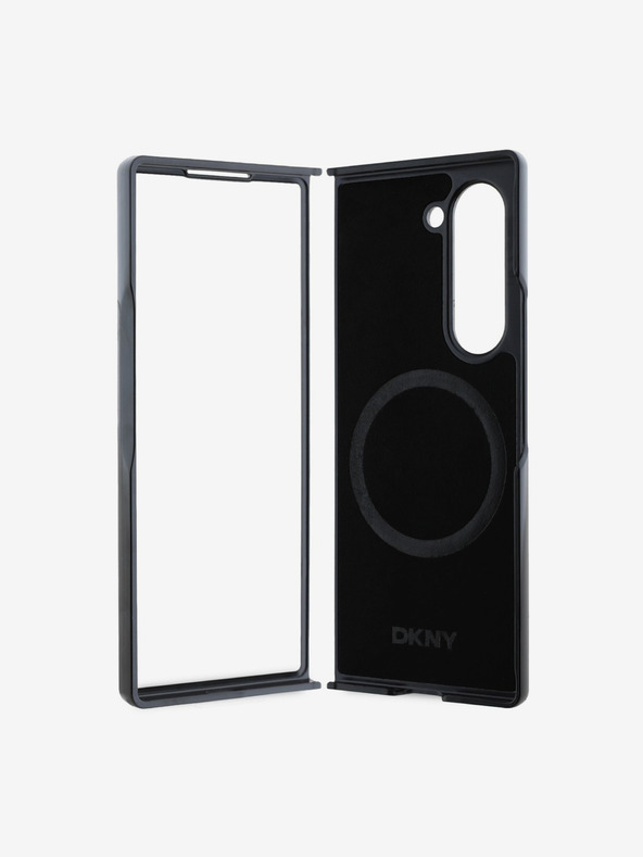 DKNY DKNY PU usnje s ponavljajočim se vzorcem in črto na dnu MagSafe hrbtni ovitek za Samsung Galaxy Z Flip 6 Brown