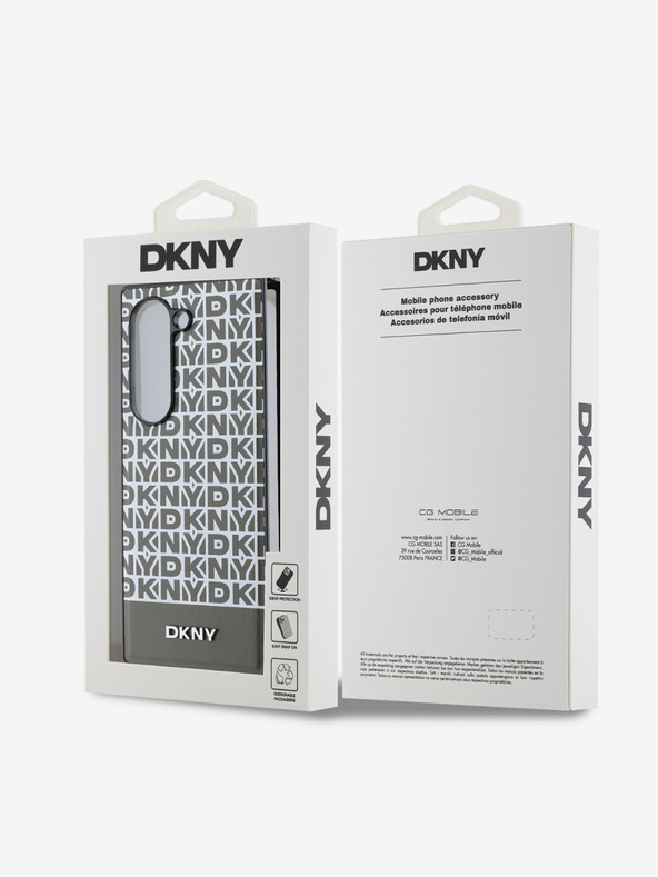 DKNY DKNY PU usnje s ponavljajočim se vzorcem in črto na dnu MagSafe hrbtni ovitek za Samsung Galaxy Z Flip 6 Brown