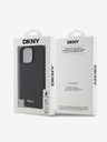 DKNY DKNY PU usnje Silver Metal Logo Magsafe hrbtni ovitek za iPhone 16 Pro črn