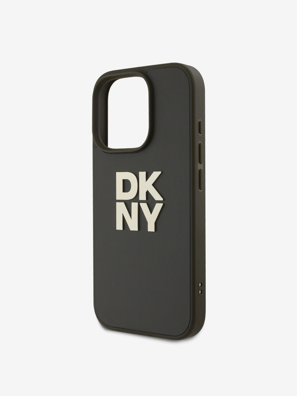 DKNY PU Leather Stack Logo Wrist Strap Zadní Kryt pro iPhone 16 Pro Max Green Ovitek za telefon