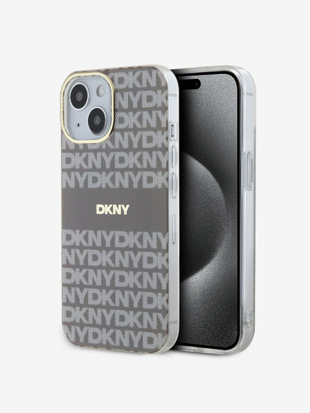 DKNY PC/TPU Repeat Pattern Tonal Stripe Magsafe Back Cover za iPhone 15 Beige DKNY