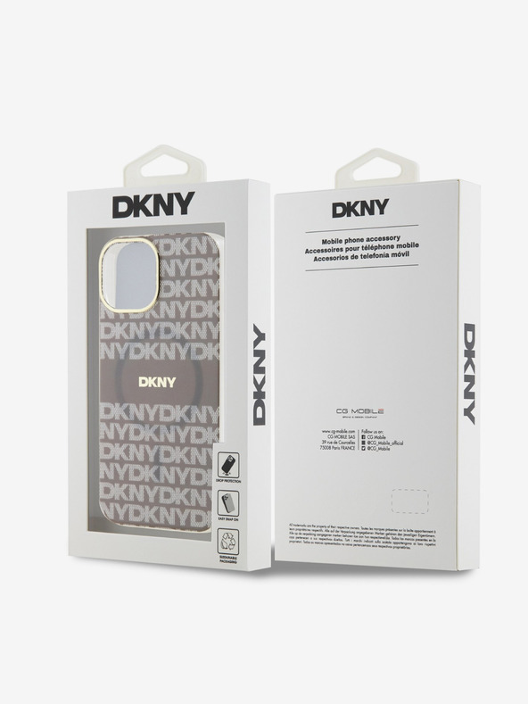 DKNY PC/TPU Repeat Pattern Tonal Stripe Magsafe Back Cover za iPhone 15 Beige DKNY