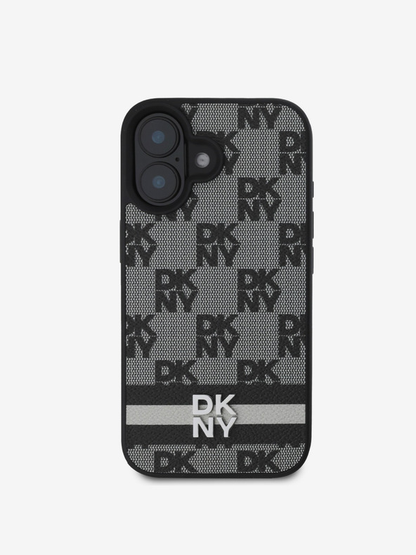 DKNY DKNY PU usnje s kvačkanim vzorcem in črto na hrbtni strani za iPhone 16 črno