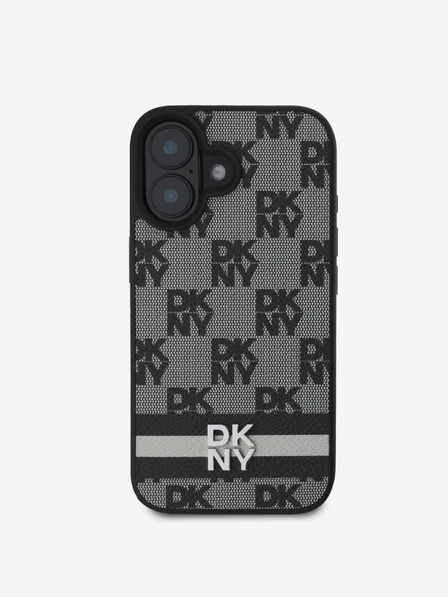 DKNY DKNY PU usnje s kvačkanim vzorcem in črto na hrbtni strani za iPhone 16 črno