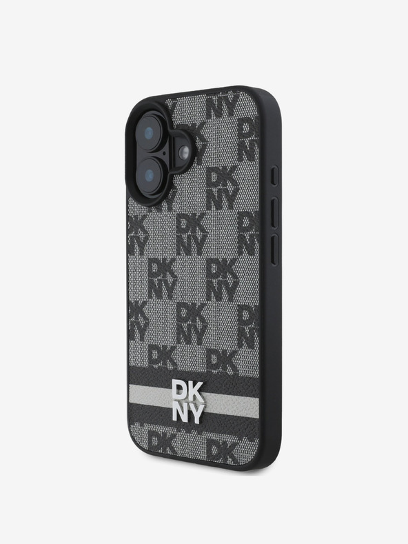 DKNY DKNY PU usnje s kvačkanim vzorcem in črto na hrbtni strani za iPhone 16 črno