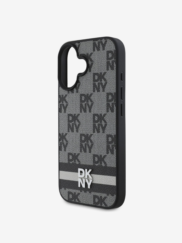 DKNY DKNY PU usnje s kvačkanim vzorcem in črto na hrbtni strani za iPhone 16 črno