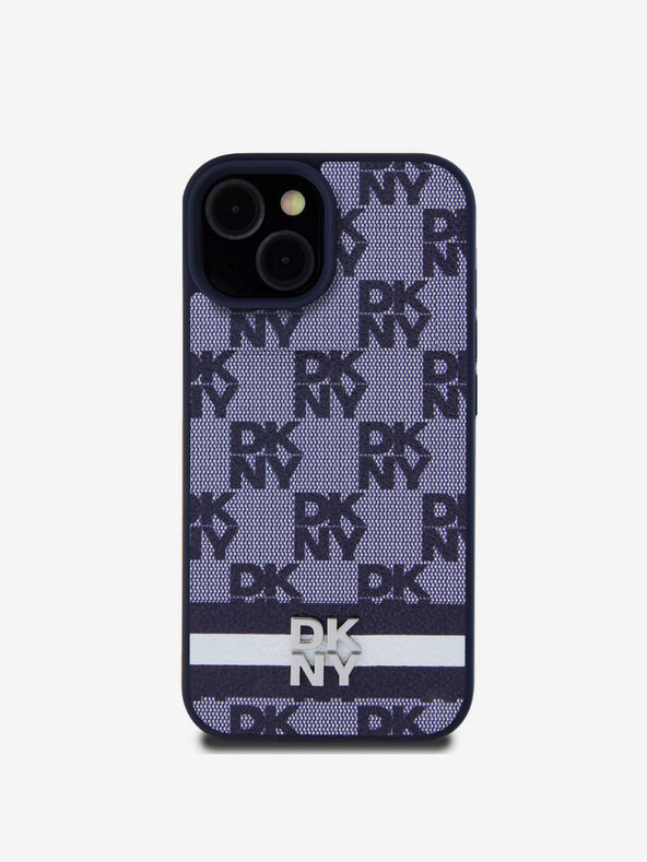 DKNY DKNY PU usnje s kvačkanim vzorcem in črtami za iPhone 15 modro