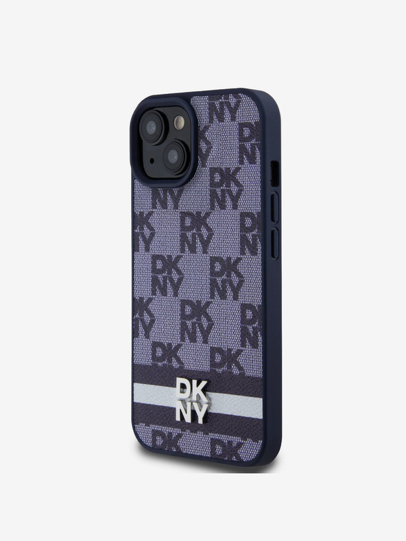 DKNY DKNY PU usnje s kvačkanim vzorcem in črtami za iPhone 15 modro