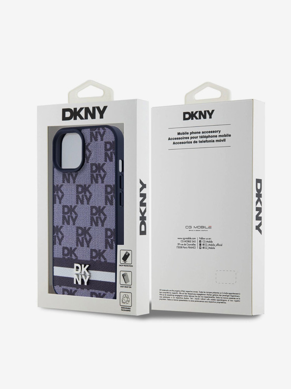 DKNY DKNY PU usnje s kvačkanim vzorcem in črtami za iPhone 15 modro