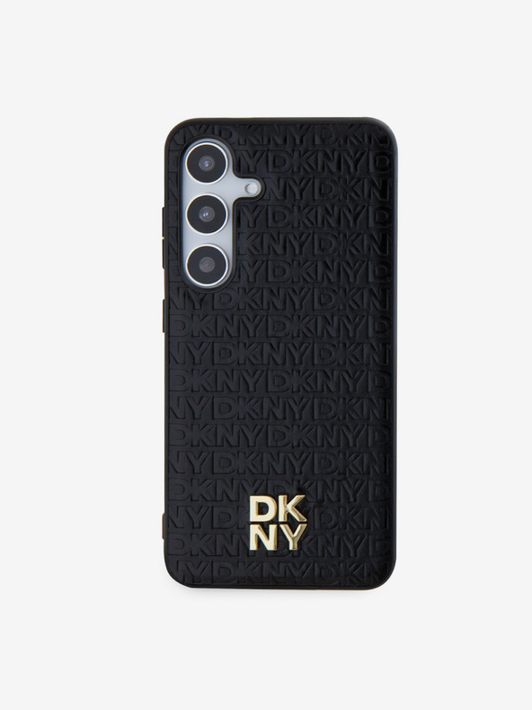 DKNY DKNY PU usnje s ponavljajočim se vzorcem in logotipom Magsafe Back Cover za Samsung Galaxy S24+ Black