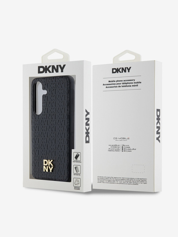 DKNY DKNY PU usnje s ponavljajočim se vzorcem in logotipom Magsafe Back Cover za Samsung Galaxy S24+ Black
