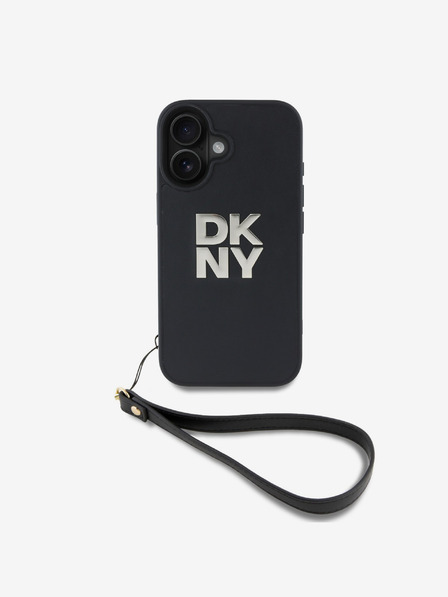 DKNY DKNY PU usnje z logotipom za zapestni trak hrbtni ovitek za iPhone 16 črn