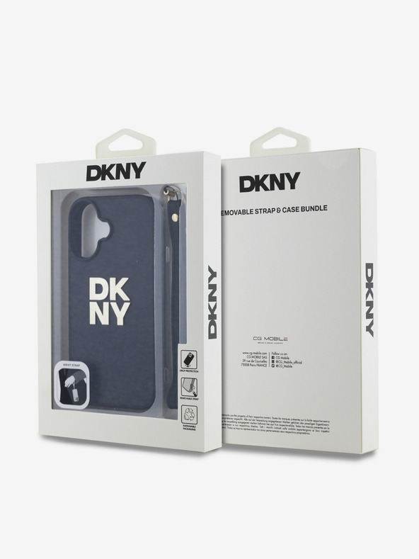 DKNY DKNY PU usnje z logotipom za zapestni trak hrbtni ovitek za iPhone 16 črn
