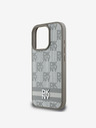 DKNY DKNY PU Leather Checkered Pattern and Stripe Back Cover za iPhone 16 Pro Max Beige