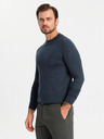 Ombre Clothing Moški pleten pol roloz z viskozo - temno modra V4 OM-SWTN-0125 Ombre Clothing