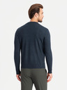 Ombre Clothing Moški pleten pol roloz z viskozo - temno modra V4 OM-SWTN-0125 Ombre Clothing