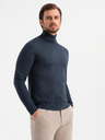 Ombre Clothing Moški pleten roloz z viskozo - temno modra V4 OM-SWTN-0127 Ombre Clothing
